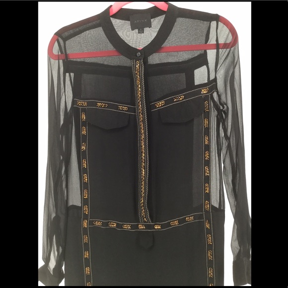 ARYN K Small Black Sheer Dress W/ Woven Inserts - Picture 12 of 15